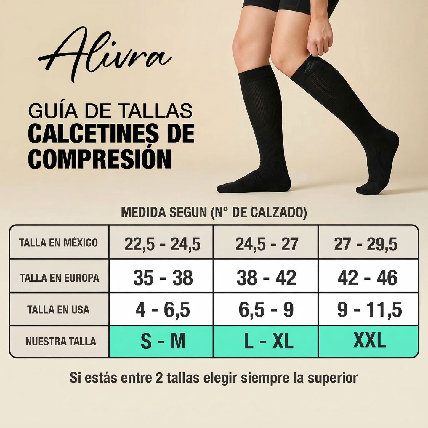 Alivra™ Calcetas de Compresión de 15-20mmHg
